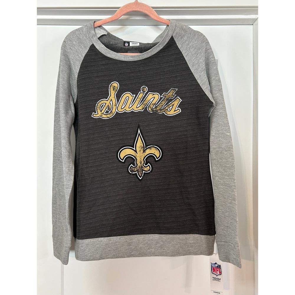 NEW NFL New Orleans Saints Womens Raglan Sweatshirt Team Apparel Small Football